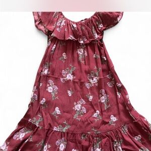 Burgundy Floral Dress by Kittenish